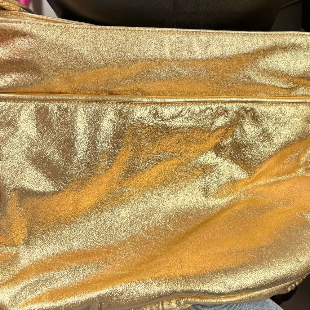 Gold Studded Leather Shoulder Bag - Picture 14 of 15